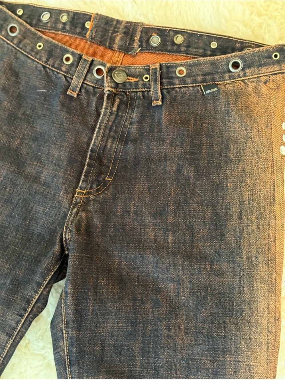 RARE 🔥 Just Cavalli 2003 Low Rise Bat Acid Wash Jeans - Picture 3 of 15